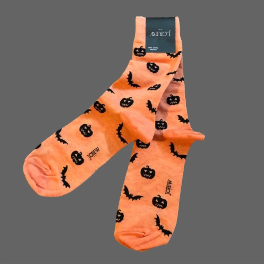 NWT J. Crew F Halloween socks bats & jack’o’lanterns heather OS
